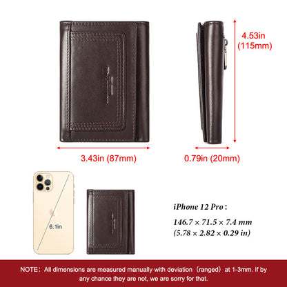 RFID Anti-Magnetic Multi Card Zipper Wallet Men Coin Purse First Layer Cowhide Men's Bag Genuine Leather Men's Wallet