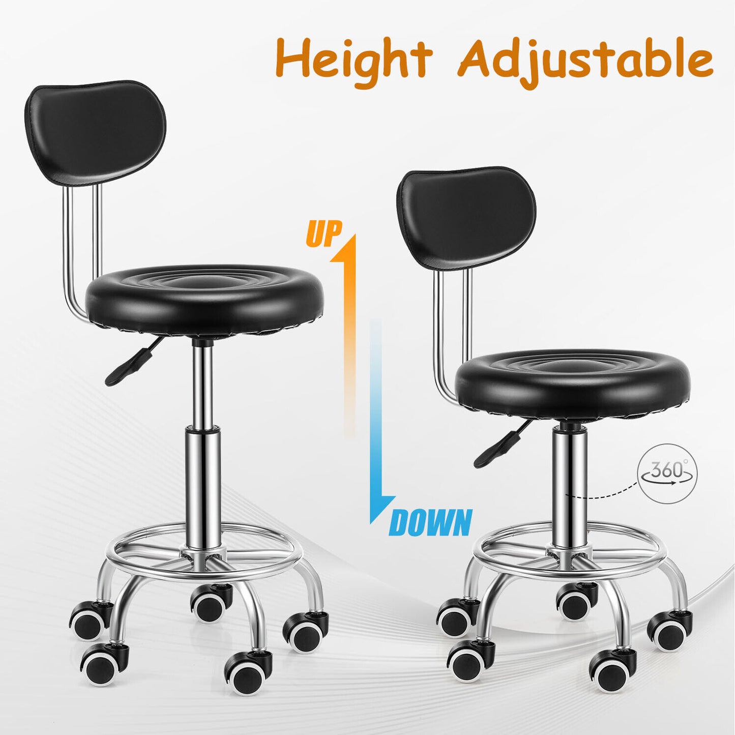 Swivel Stool Round Bar Stool Salon Chair Adjustable 360 Beauty Workshop Office
