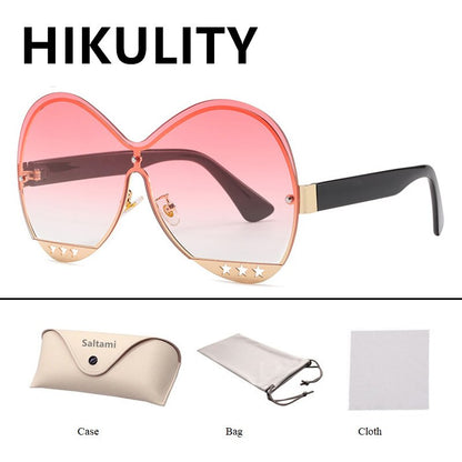 Gradual Color Runway Sunglasses Female Fashion Hollowed Out Five-Star Metal Trend Sunglasses