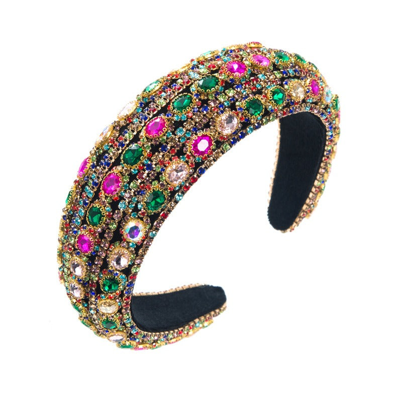 Luxury full drill bit hoops for women with wide edges and heavy craftsmanship, sponge high head hair accessories