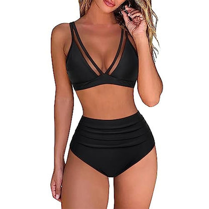 Swimsuit women's split sexy bikini high waist tight hollow swimsuit women