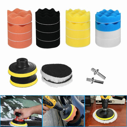 22 Car Polisher Gross Polishing Pads For Drill Sponge Buffer Waxing Buffing Kit