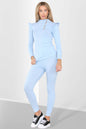 Side Buttons Frill Shoulder Side Neck Gold Button Detail Two Piece Loungewear Set