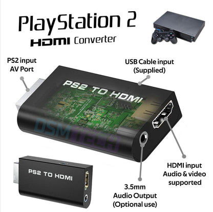 PS2 PlayStation2 To HDMI Converter, Adaptor Cable,Audio Video HD RCA AV Video