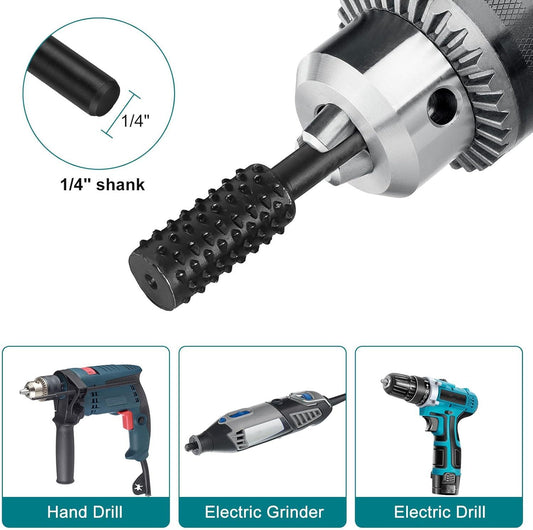 10PCS Wood Carving Rasp File Drill Bit, 1 -4inch Shank Rotary Burr Power Carving Tools For Wood Engraving Grinding