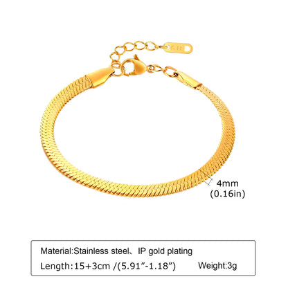Gold Plated Stainless Steel Link Bracelet for Women, Waterproof Stackable Chain Bracelet, Trendy Fashion Jewelry Gift for Her