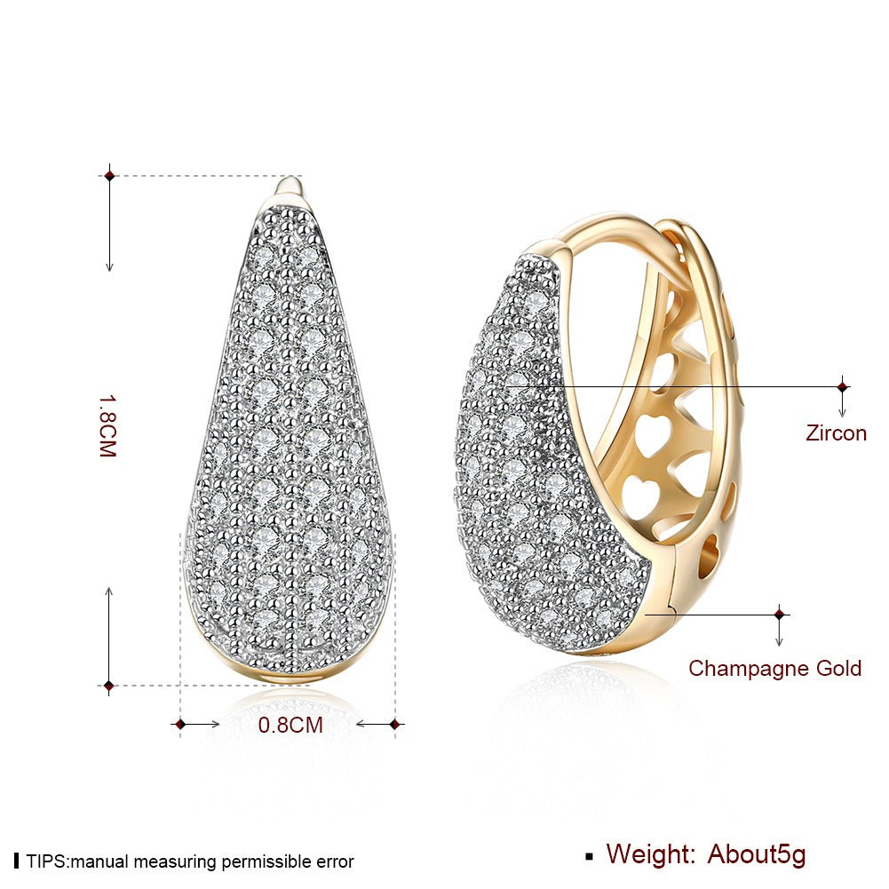 European and American style hollowed out diamond inlaid K gold zircon ear clip accessories