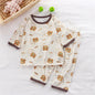 hibobi 2-Piece Children Air-Conditioning Clothing Summer Home Clothes Three-Quarter Sleeve Underwear Set Baby Pajamas Tracksuit