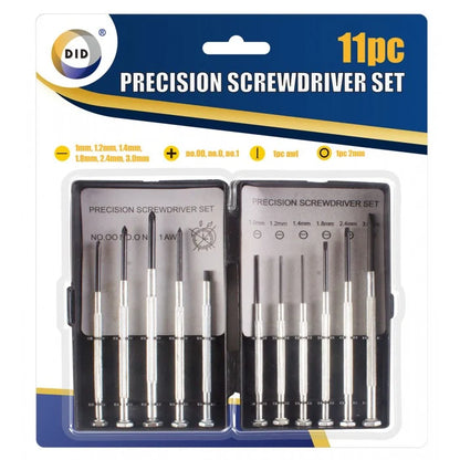 11PC Precision Screwdriver Set – Mini Flathead & Phillips Screwdrivers with Awl for Glasses, Watches, Electronics, Cameras, Laptops, Toys & DIY Repair