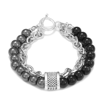 Fashion Punk Style Frosted Stone Chain Combination Geometric Men's Bracelet Bracelet Accessories