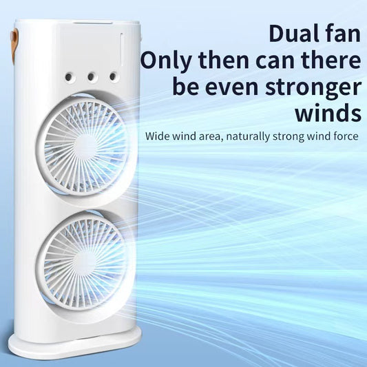 Double head spray fan USB office home dormitory desktop fan can shake the head mini fan