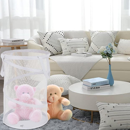 Large Collapsible Laundry Basket Foldable Mesh  Up Hamper With Handles For Laundry Room, Bath, Kids Room, College Dorm, Travel, Storage Organizer White