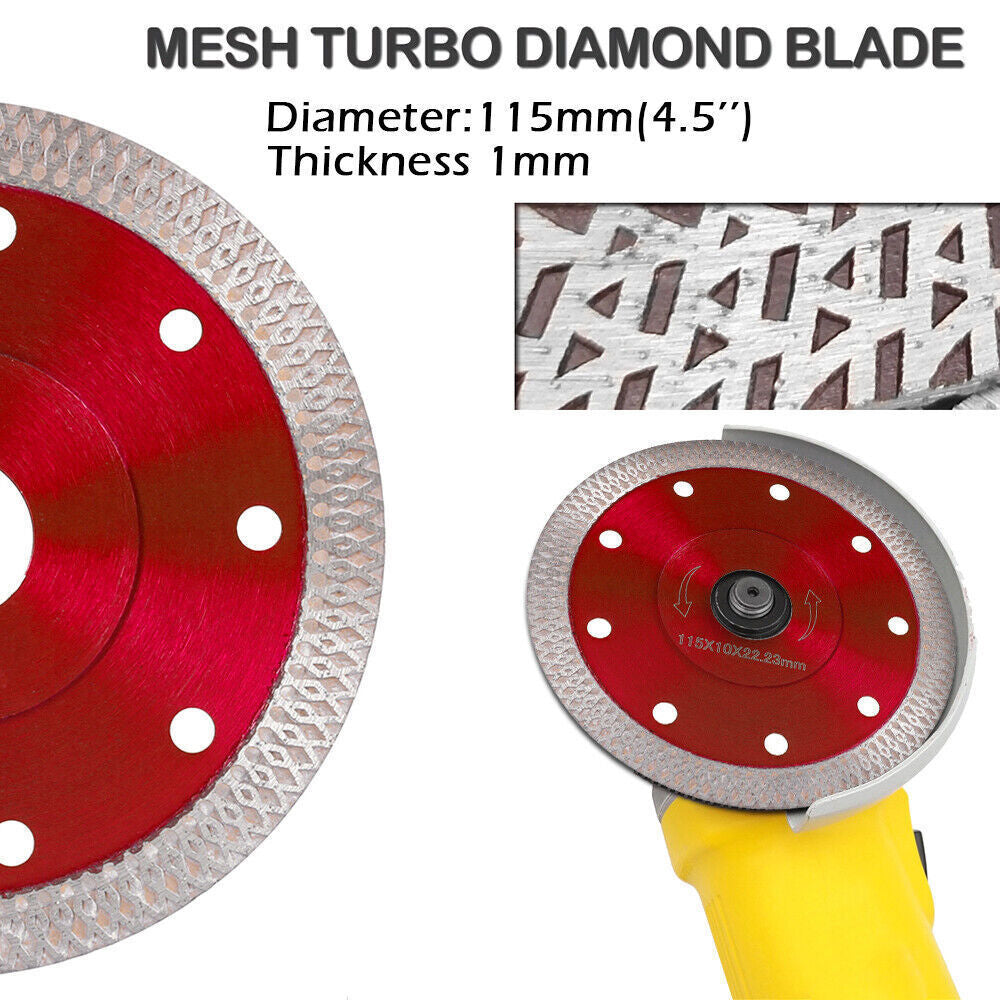2x 115mm Diamond Cutting Discs 4.5 Angle Grinder Blade Tile Stone Concrete Tool