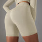 Mermaid Curve High Waist Tight Seamless Knitted GYM Shorts Hip Up Breathable Stripe Shorts Running Fitness Quick Dry Yoga Shorts