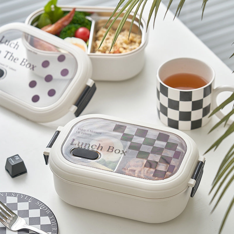 Fashionable and simple style heat preservation portable partitioned stainless steel lunch box lunch box
