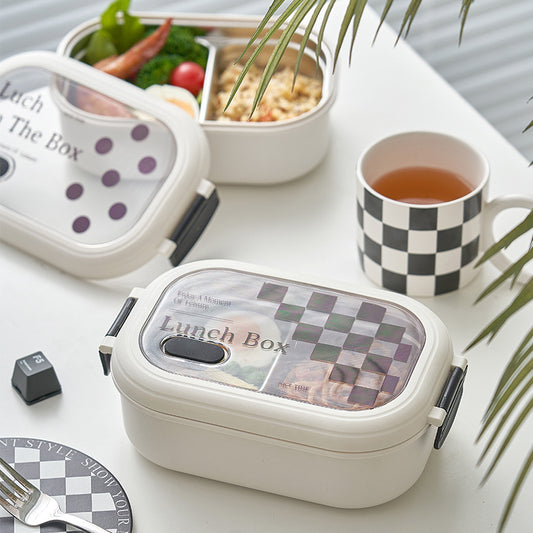 Fashionable and simple style heat preservation portable partitioned stainless steel lunch box lunch box
