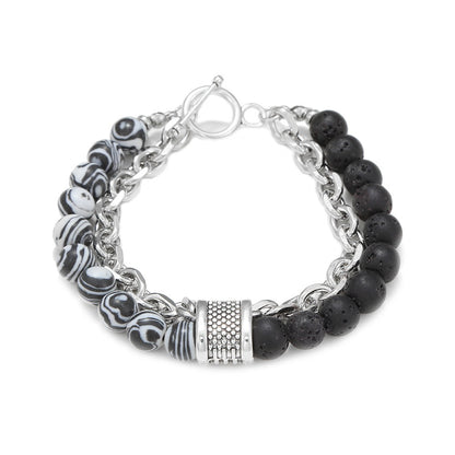 Fashion Punk Style Frosted Stone Chain Combination Geometric Men's Bracelet Bracelet Accessories