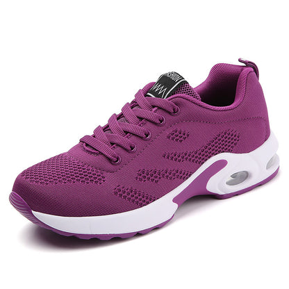 Flyknit sports and casual shoes with breathable soft sole and air cushion trendy student women's shoes