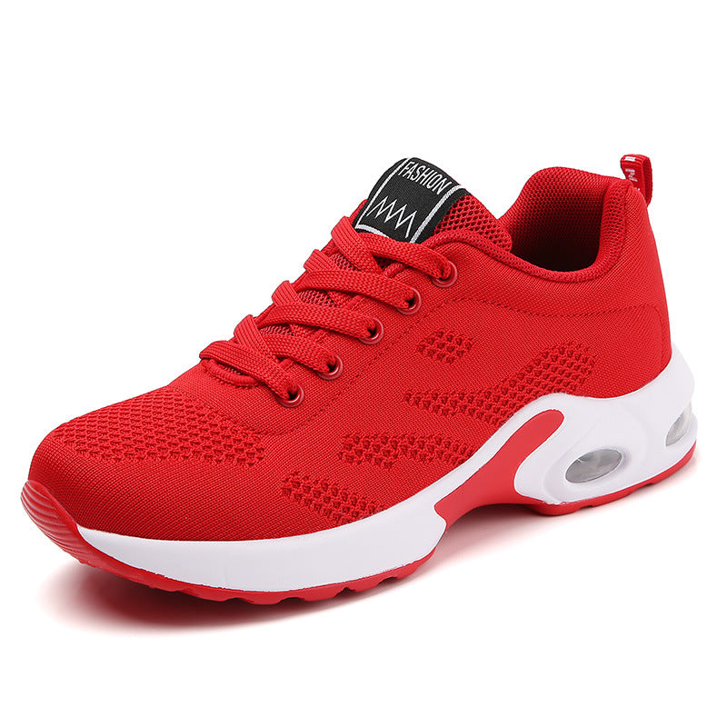 Flyknit sports and casual shoes with breathable soft sole and air cushion trendy student women's shoes