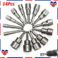 14pcs Nut Driver Bit Set Hex Magnetic Metric Socket Impact Drill 6 To 19MM UK