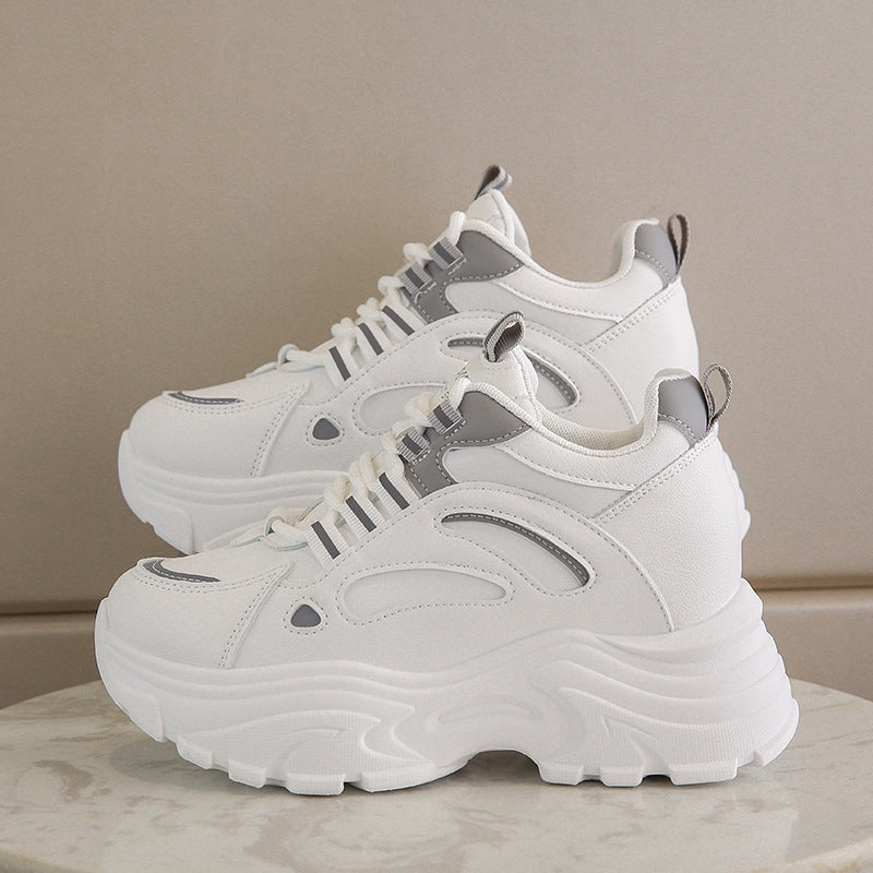 New Korean version versatile slim and tall height increasing thick soled sloping heel casual sports shoes