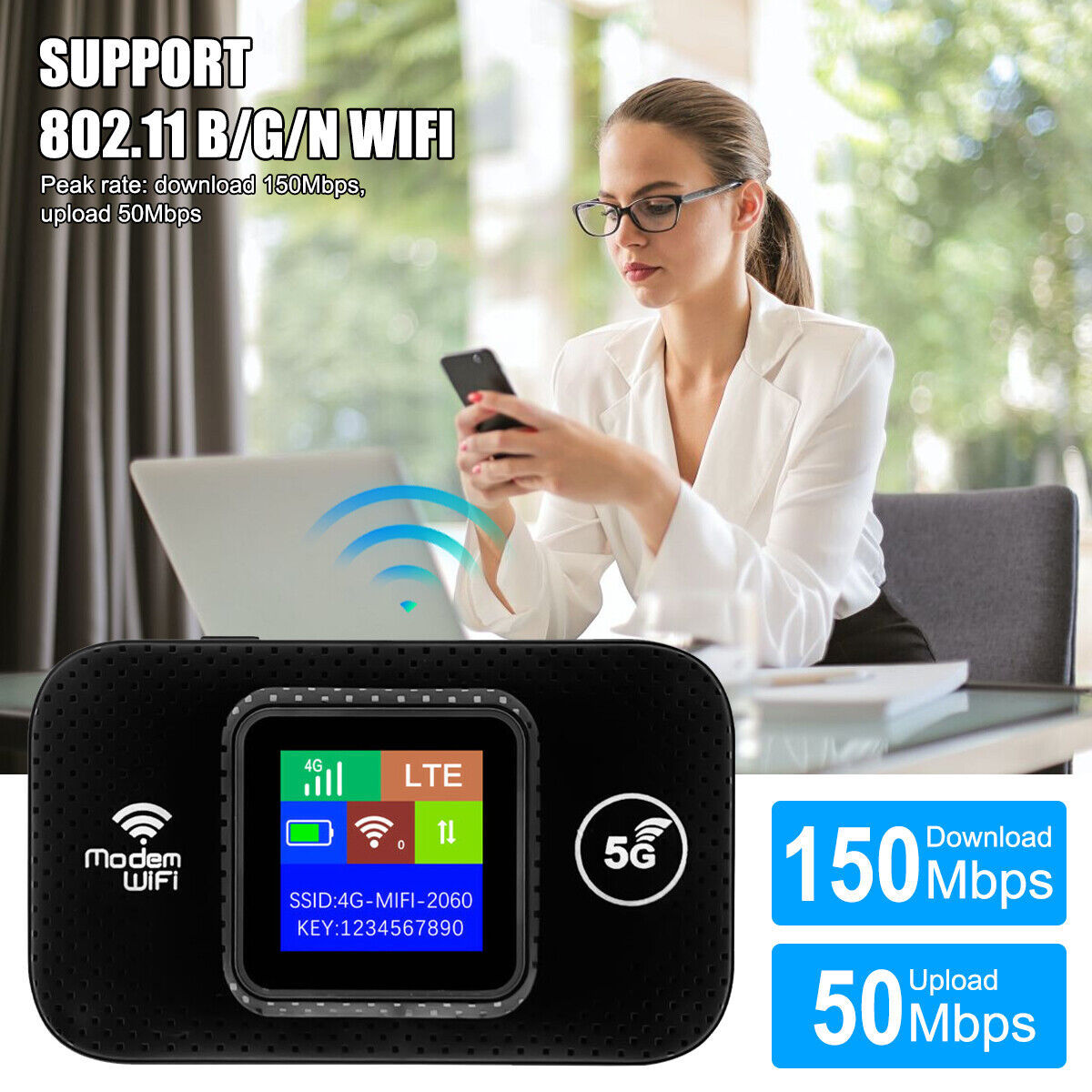 Unlocked 4G LTE LCD Portable Mobile Broadband Wireless WiFi Router MiFi Hotspot
