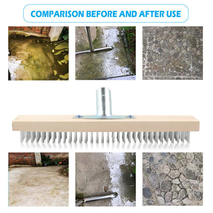 Wire Broom Head Metal Bristle Brush Outdoor Patio Cleaner Moss Algae Remover