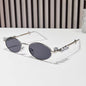 Metal inlaid diamond oval frame glasses resin anti blue light glasses rhinestone sunglasses