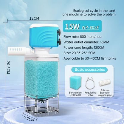 Multifunctional Aquarium Sponge Filter: Water Purifier, Pump, Wave Maker, with Suction Cup & Air Pump