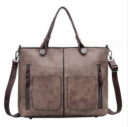 European and American fashion shoulder bag for women large capacity retro women's tote bag simple diagonal cross bag