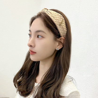 New Headband Pressure Crease Stitching Vintage Knot Hair Accessories Headband Ladies High Top Hair Clip F025