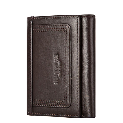 RFID Anti-Magnetic Multi Card Zipper Wallet Men Coin Purse First Layer Cowhide Men's Bag Genuine Leather Men's Wallet