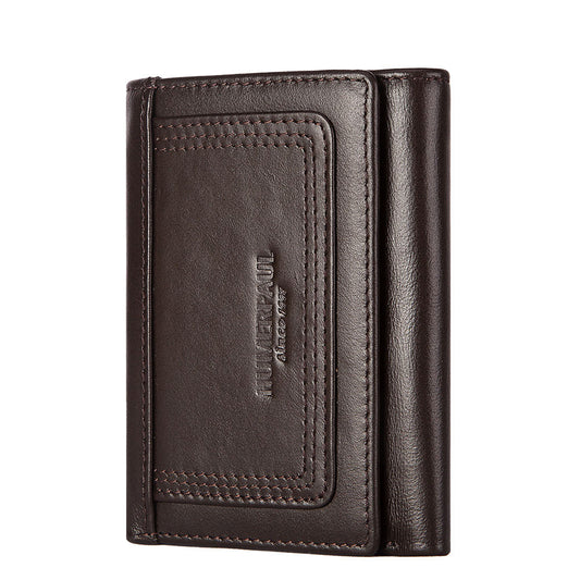 RFID Anti-Magnetic Multi Card Zipper Wallet Men Coin Purse First Layer Cowhide Men's Bag Genuine Leather Men's Wallet