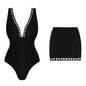 V-neck hollow sexy one-piece swimsuit women's set