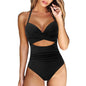 Swimwear New Swimwear European and American Women's Conservative One Piece Solid Color Cross Bikini