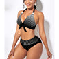 New European and American Bikini Digital Printed Chest Knot High Waist Split Large Swimwear