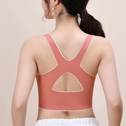 Traceless Sports Bra for Women Shockproof Running Gather Anti sagging Back Fitness Yoga Tank Top Style Steel Ring Free Bra