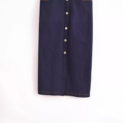 Midi slim fit shirt style single breasted dress