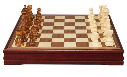 Wooden Birch Chess Seesaw Board Set with Felted Game Board Interior for Storage Adult Kids Beginner Large Chess Board