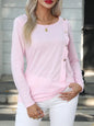 Round neck spring and autumn casual long sleeved T-shirt women's clothing