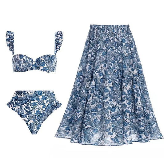 Sexy bikini swimsuit summer French split swimsuit set