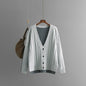 Loose color matching Fried Dough Twists V-neck knitted cardigan casual sweater coat female