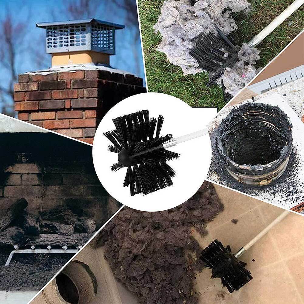 Flexible Chimney Sweep Set Flue Sweeping Brush And Rod Kit Soot Cleaning Rods