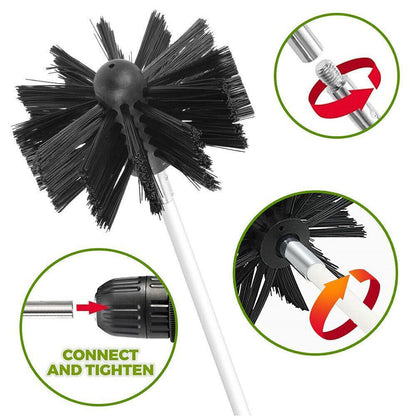 Flexible Chimney Sweep Set Flue Sweeping Brush And Rod Kit Soot Cleaning Rods