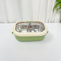 Cartoon cute bear stainless steel portable compartment lunch box with lid