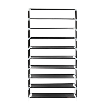10 Tiers Shoe Rack with Dustproof Cover Closet Shoe Storage Cabinet Organizer Black