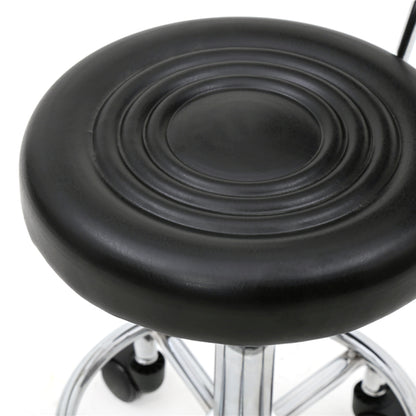 Round Shape Adjustable Salon Stool with Back and Line Black