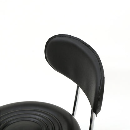 Round Shape Adjustable Salon Stool with Back and Line Black