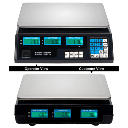 【Old code:17568532】ACS-30 40kg/5g Digital Price Computing Scale for Vegetable UK Plug Silver & Black