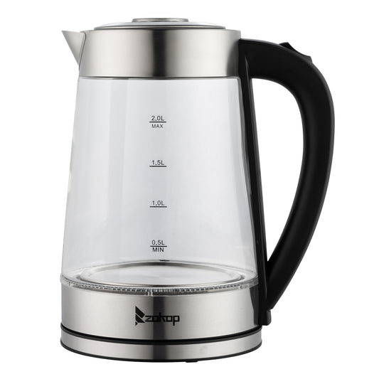 【Old Code：42128382】 HD-250 220V 2000W 2L Blue Glass Electric Kettle